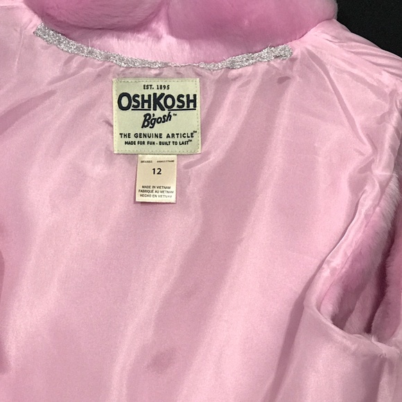 OshKosh B'gosh Pink Faux Fur Vest Size 12 "NWT" - Picture 7 of 8